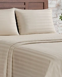 French Connection Damask Stripe 300-Thread Count Cotton Sateen 3-Pc. Sheet Set, Twin