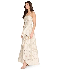 Tahari Asl Women's Jacquard Organza Ruffle Gown