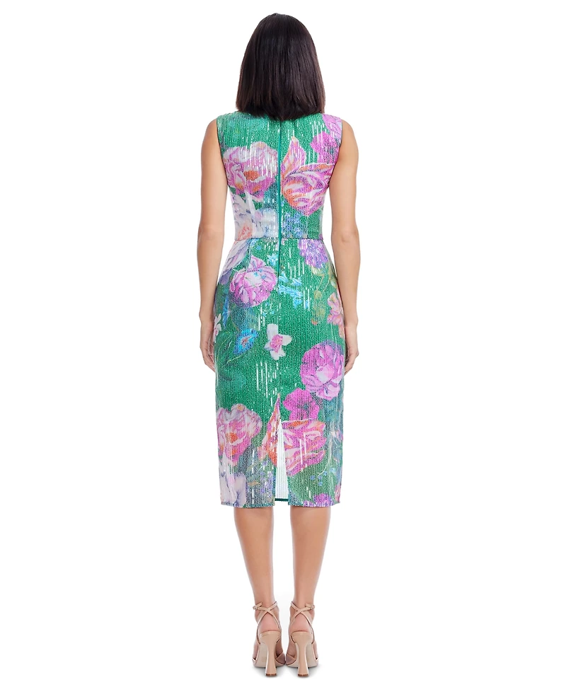 Dress the Population Women's Claudette Floral-Print Sequin