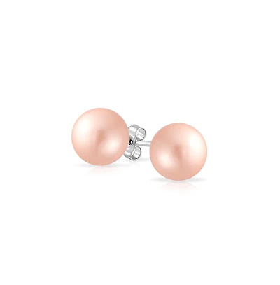 Bling Jewelry Classic Light Pink Drop Ball Earrings with Simulated Sterling Silver