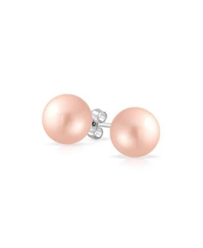 Bling Jewelry Classic Light Pink Drop Ball Earrings With Simulated Pearl Sterling Silver