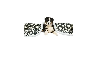 Happycare Tex Ultra soft cozy Flannel Paw Print & Sherpa pet Blanket
