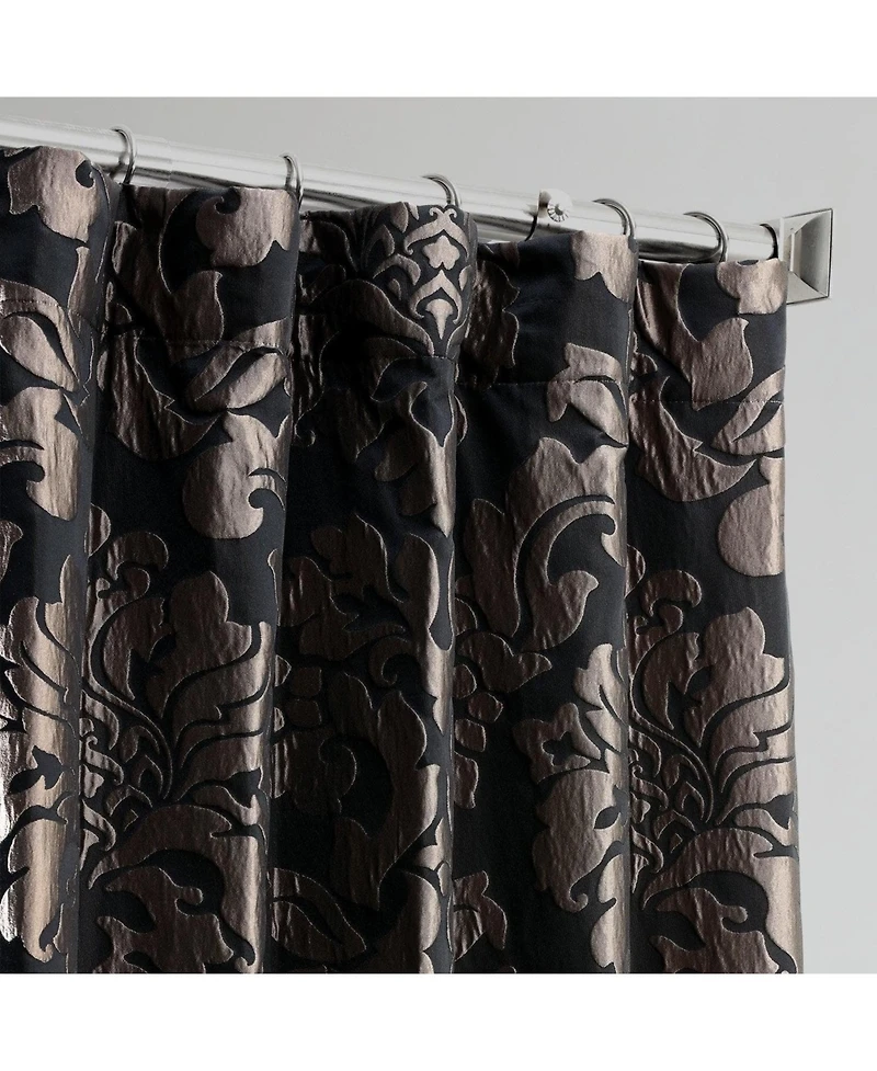 Half Price Drapes Astoria Black & Pewter Damask Faux Silk Jacquard Room Darkening Curtain