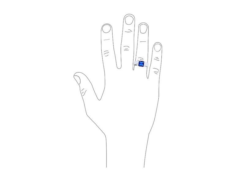 Bling Jewelry Traditional 3CT Blue Clear Cubic Zirconia Cz Square Solitaire Ring Pinky Silver Plated