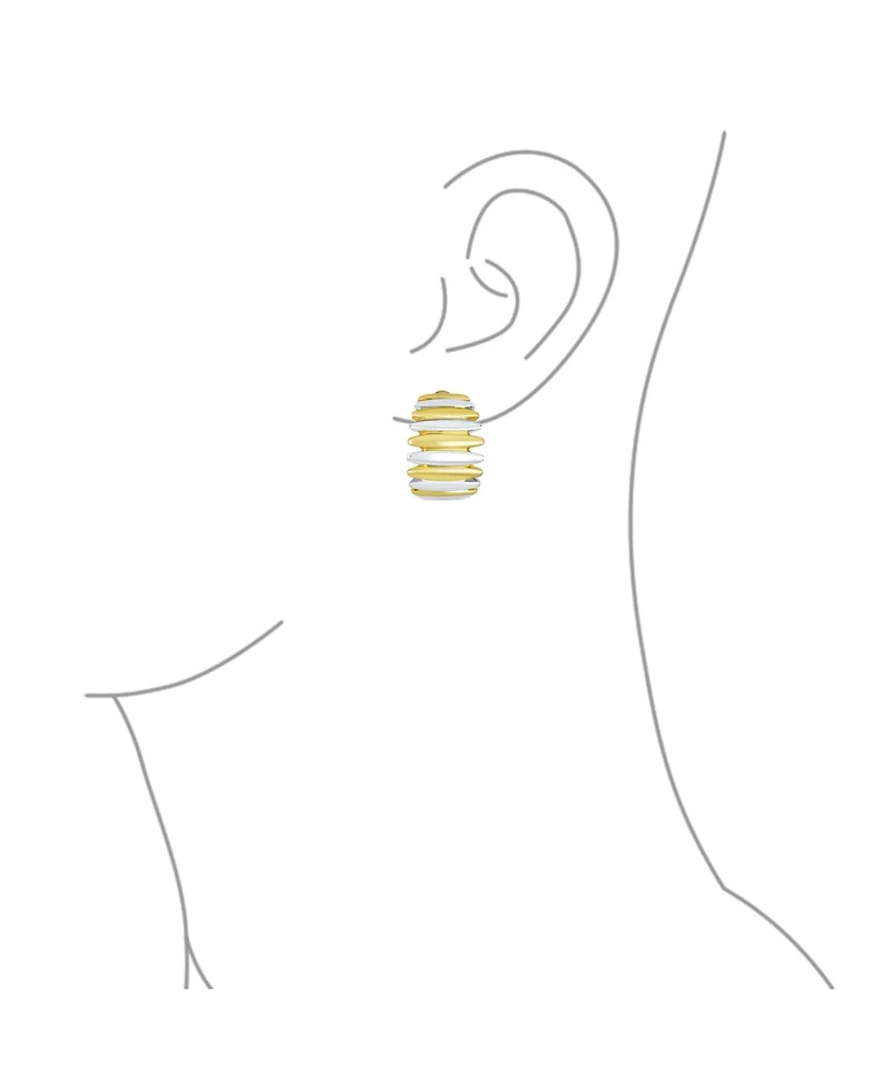 Bling Jewelry Geometric Shrimp Half Hoop Clip-On Earrings for Non-Pierced Ears Gold Silver