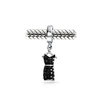 Bling Jewelry Fashion Crystal Black Dress Dangle Charm Bead Sterling Silver for European Bracelet