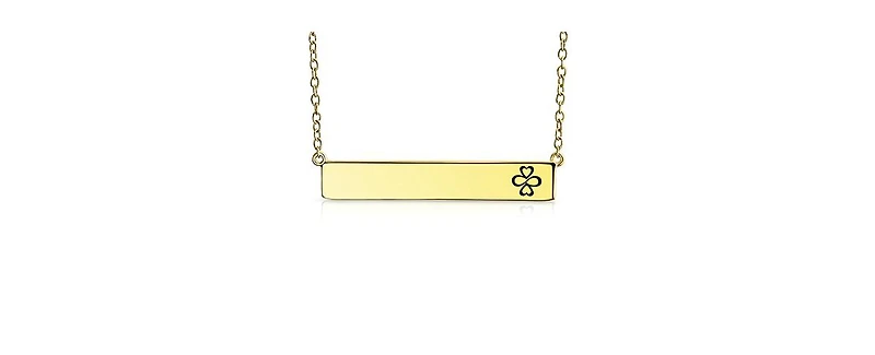 Bling Jewelry Ayllu Amulet Talisman Inspirational Heart Infinity Clover Love Luck Unity Sideways Bar Pendant Necklaces Yellow Gold Plated.925 Sterling