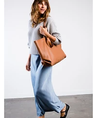 Able Large Foldable East/West Tote Bag, Pebbled Nut