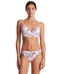 Lauren Ralph Lauren Womens Printed Twist Front Underwire Bikini Top Twist Side Hipster Bikini Bottoms