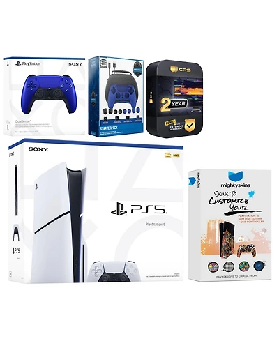 Sony Playstation 5 Slim Disc with Extra Controller, Gamer Starter Kit and MightySkins Decal Voucher + 2 Year Cps Extended Warranty