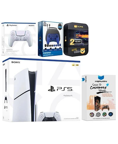 Sony Playstation 5 Slim Disc with Extra Controller, Gamer Starter Kit and MightySkins Decal Voucher + 2 Year Cps Extended Warranty
