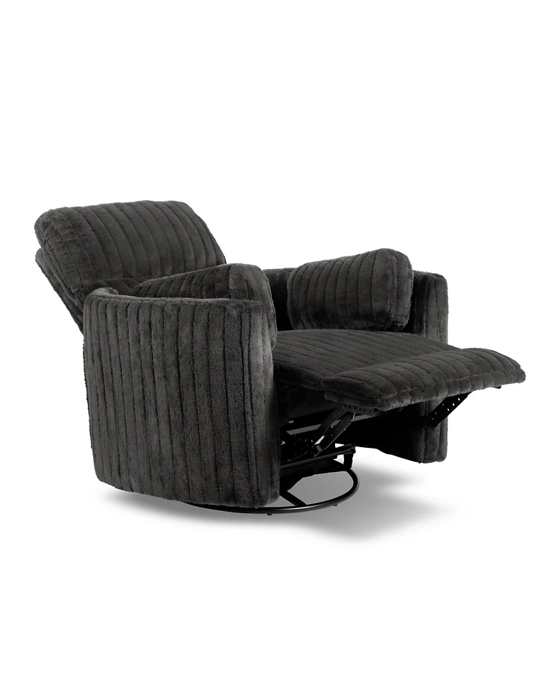 Furniture of America 41" Jorvien Modern Chenille Power Swivel Glider Recliner with Pillows