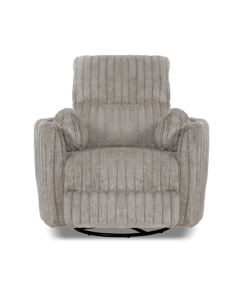 Furniture of America 41" Jorvien Modern Chenille Power Swivel Glider Recliner with Pillows