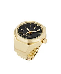 Nine West Women's Quartz Contemporary Black and Gold-Tone Metal Alloy Ring Watch, 23mm