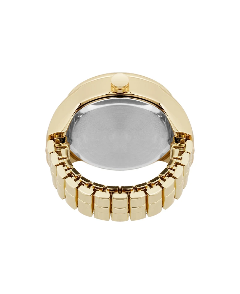 Nine West Women's Quartz Gold-Tone Metal Alloy Crystal Accented Dial Ring Watch, 23mm