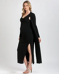 Pietro Brunelli Maternity Viscose Knit Side Slits Maxi Tulip Cardigan