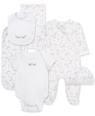 Little Me Baby Girls Cotton Vintage Rose Gift Box, 6 Piece Set