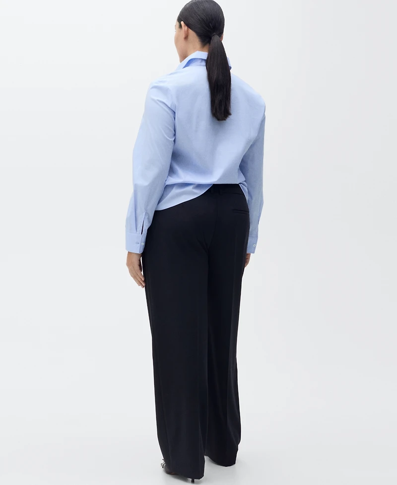 Mango Women's Straight-Fit Pleated Trousers Pants