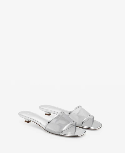 Mango Women's Mesh Strap Kitten Sandals