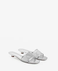 Mango Women's Mesh Strap Kitten Sandals