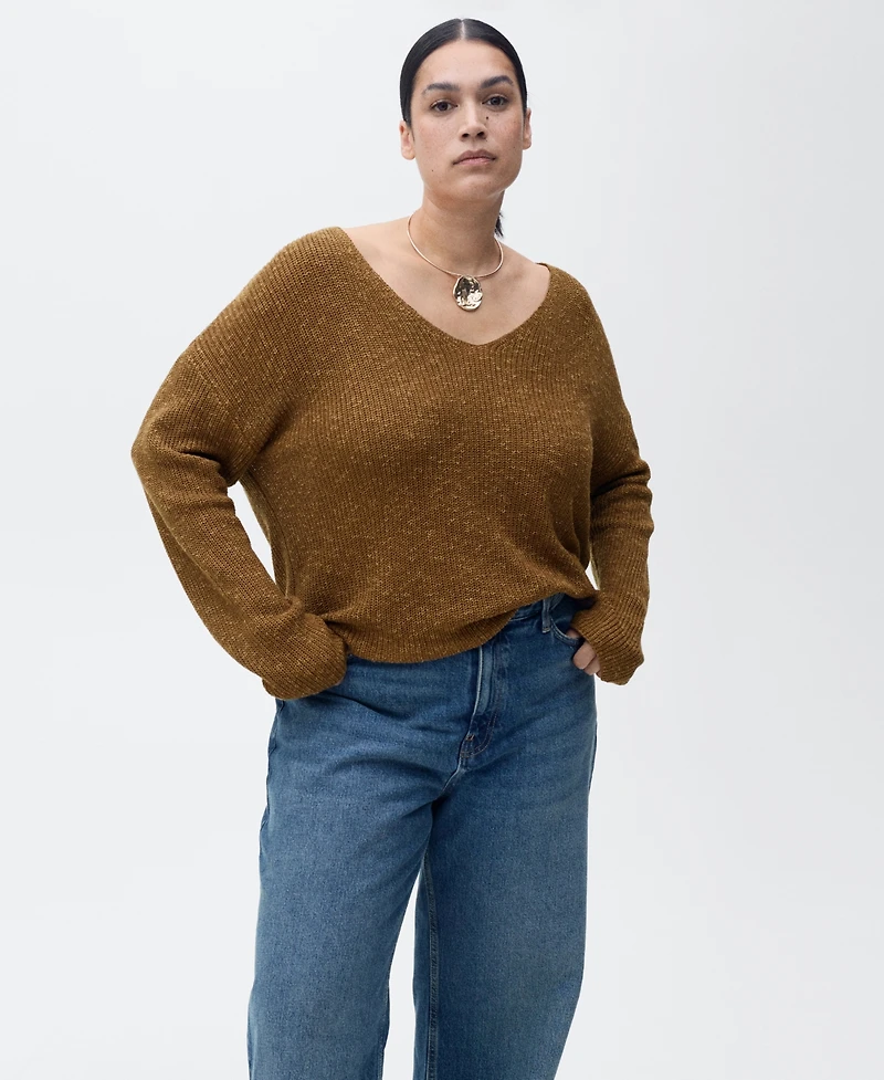 Mango Women's V-Neck Knit Sweater