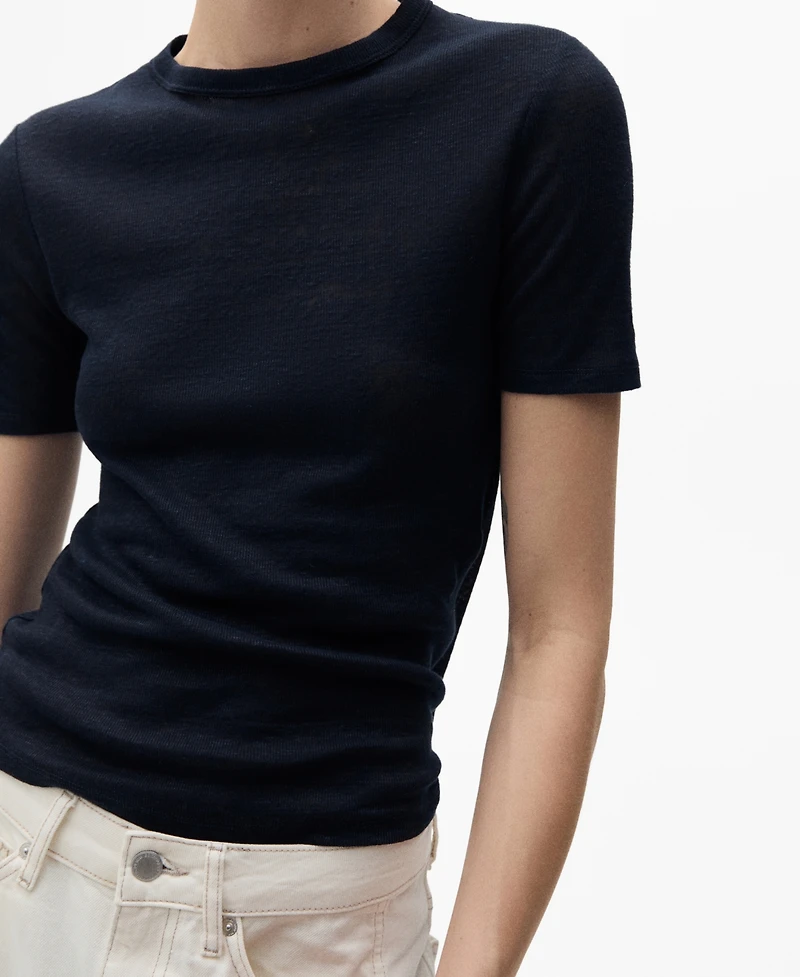 Mango Women's Short-Sleeved Linen T-Shirt