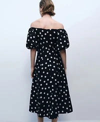 Mango Women's Strapless Polka Dot Dress