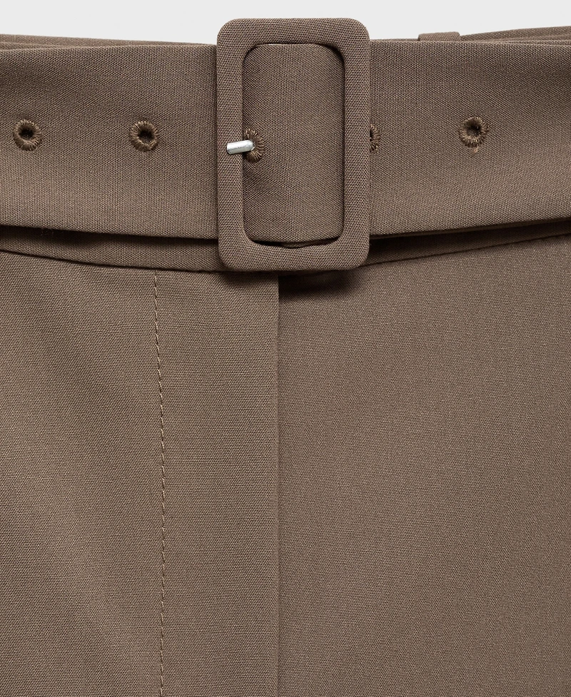 Mango Women's Belt Straight-Fit Trousers Pants