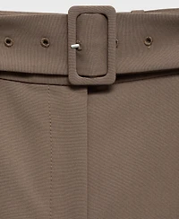 Mango Women's Belt Straight-Fit Trousers Pants