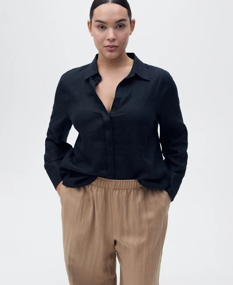 Mango Women's Straight Lyocell Texture Pants