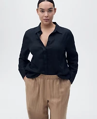 Mango Women's Straight Lyocell Texture Pants