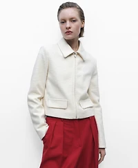 Mango Women's Lapel Cotton Blend Jacket