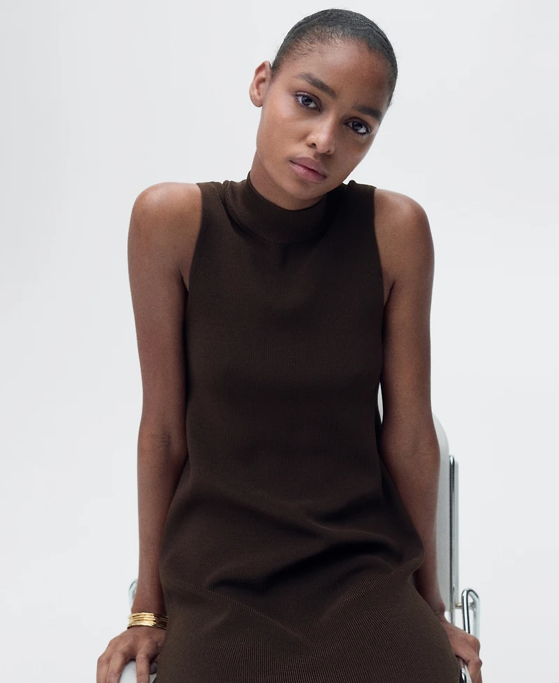 Mango Women's Perkins-Neck Knitted Dress