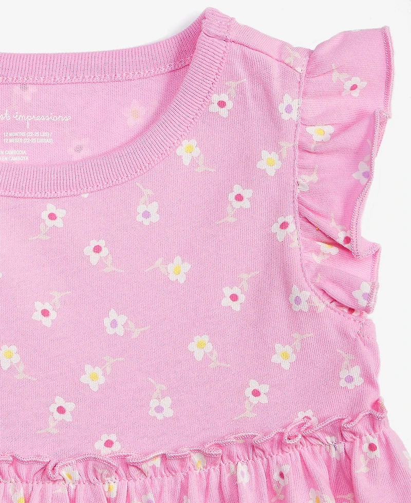 First Impressions Baby Girls Simple Floral-Print Flutter-Sleeve Dress, Exclusively at Macy's