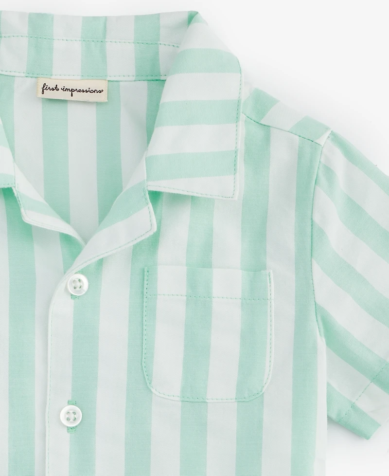 First Impressions Baby Boys Cotton Striped Shirt & Shorts, 2 Piece Set, Exclusively at Macy's