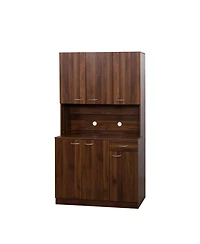 Streamdale 70.87" Tall Wardrobe& Kitchen Cabinet, with 6-Doors, 1-Open Shelves and 1-Drawer for bedroom,Walnut