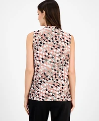 Kasper Women's Printed Twisted V-Neck Sleeveless Top, Regular & Petite