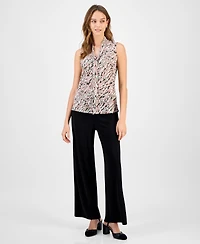 Kasper Women's Printed Tie-Neck Sleeveless Top, Regular & Petite