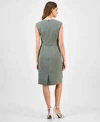 Kasper Women's Crewneck Sleeveless Sheath Dress, Regular & Petite