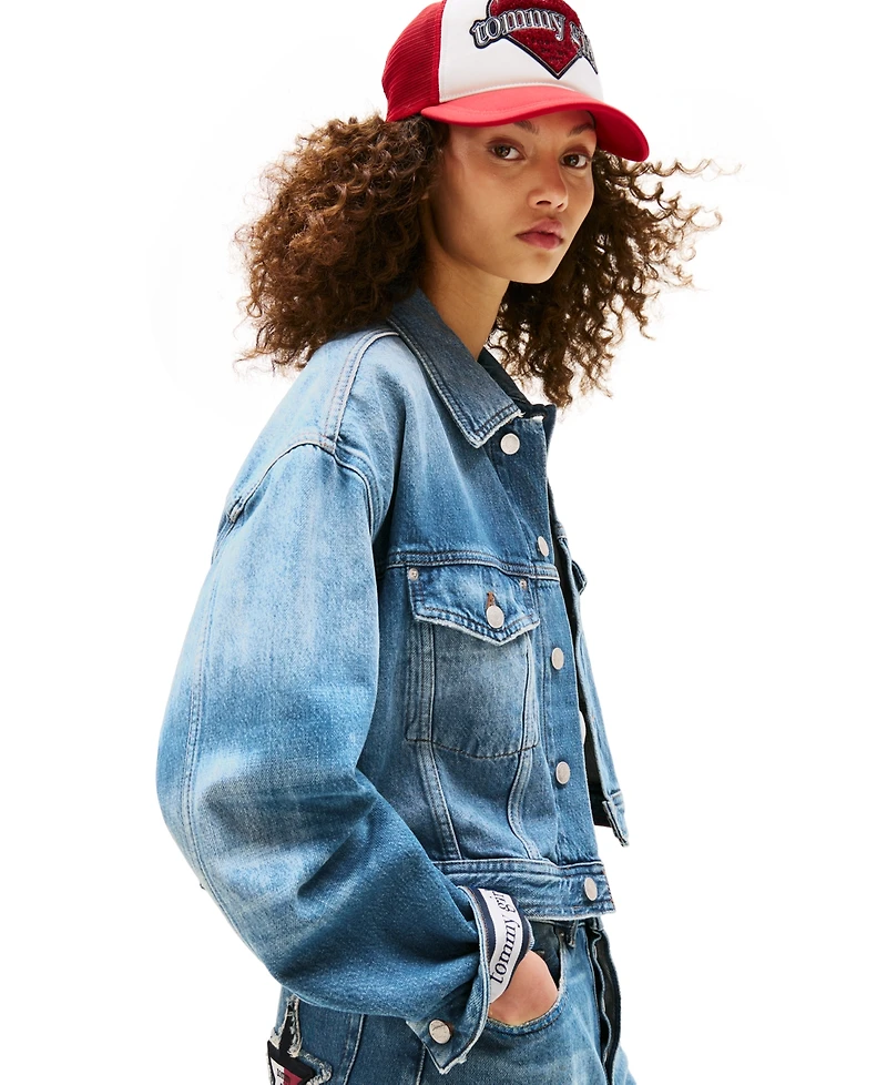 Tommy Girl Women's Oversized Cropped Trucker Jacket