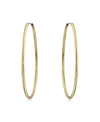 Bling Jewelry Set of 2 Minimalist Hoop Earrings 2MM Gold Plated 2 Inch & 2.75 Inch