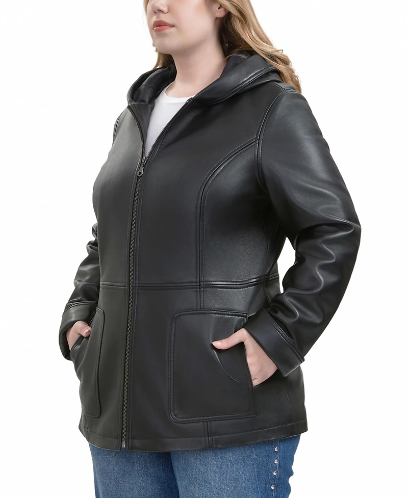 Bgsd Plus Cara Hooded Leather Coat