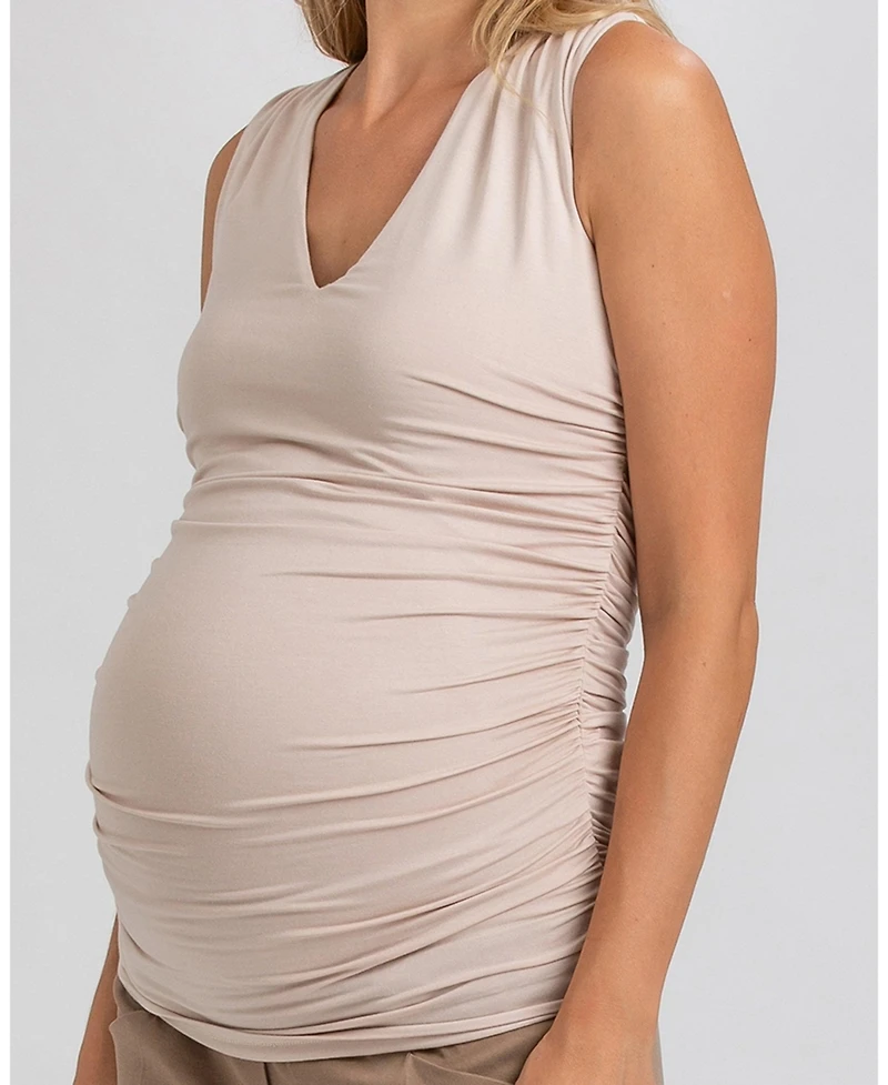 Pietro Brunelli Maternity Maternity Sleeveless Dolce Blouse with V-Neck and Side Ruching
