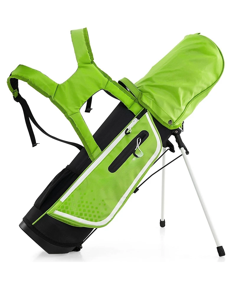 Junior Complete Golf Club Set Right Hand with Rain Hood for Kids-Green