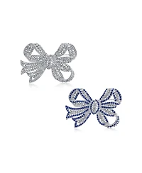 Bling Jewelry Set of 2 Victorian Style Crystal Filigree Ribbon Brooch Pin Rose Gold Plated