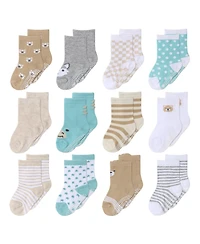 The Peanutshell Baby Boys 12pk Cotton Socks, Grey Oatmeal Mint