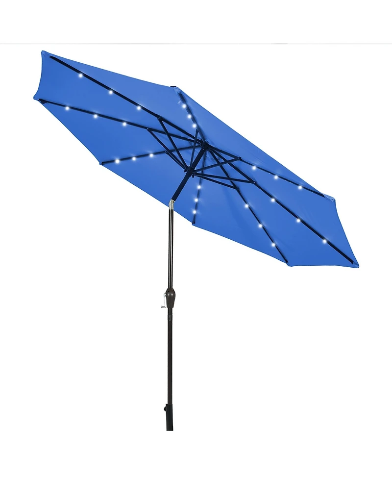 Gymax 10 ft Patio Table Market Umbrella Yard Outdoor w/ Solar Led Lights