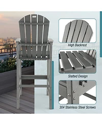 30 Inches Counter Height Outdoor Hdpe Bar Stool with Armrests and Footrest