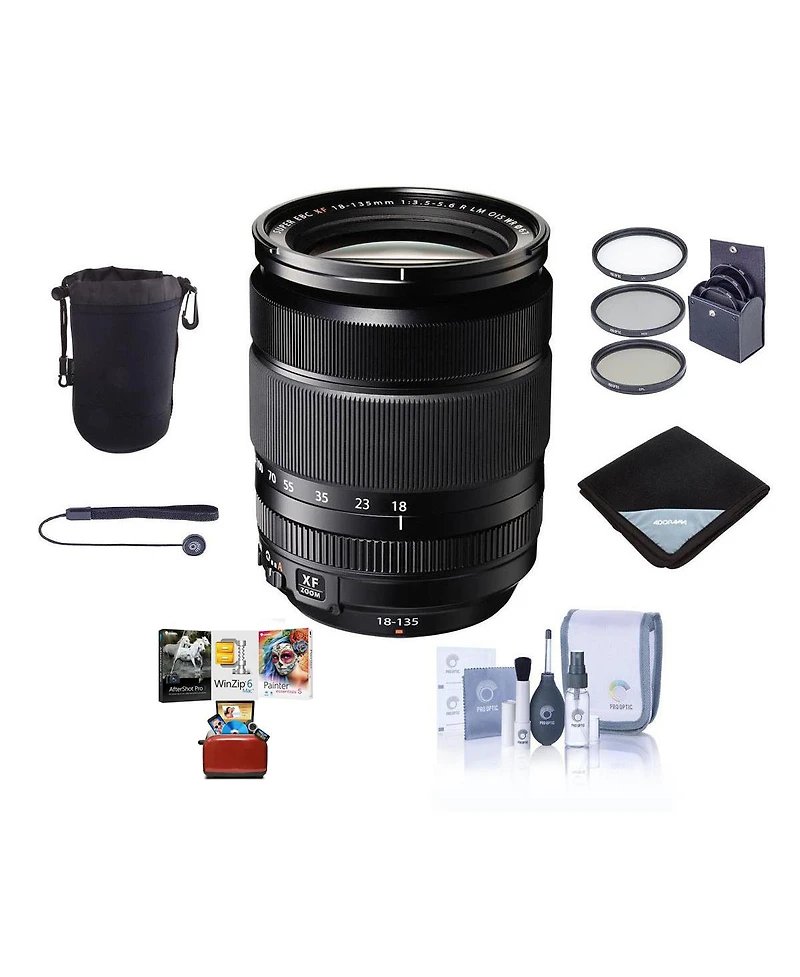 Fujifilm Xf 18-135mm f/3.5-5.6 R Lm Ois Wr Lens, Bundle with ProOptic 67mm Filter Kit, Lens Wrap, Lens Cap Tether, Cleaning Kit, Lens Case, Mac Softwa