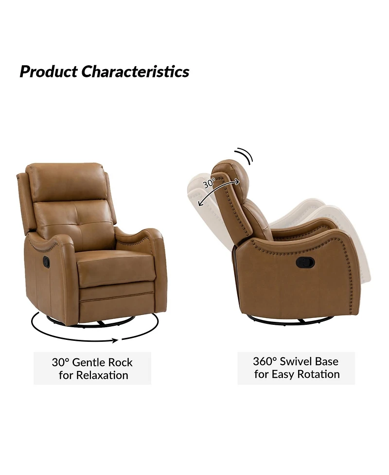Susana Genuine Leather Swivel Rocker Recliner